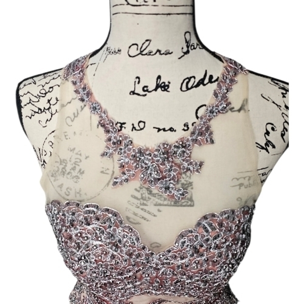 GLS Elegant Red and Silver Evening Prom Gown - Picture 4 of 8